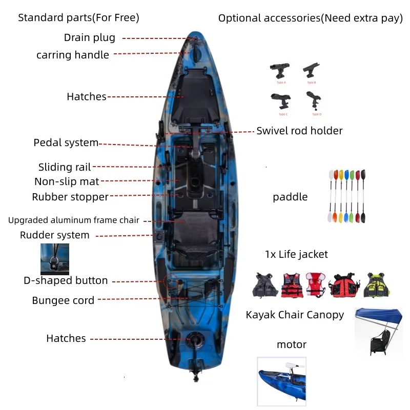 12-футовый устойчивый педальны – обзор и цена Fishing Kayak Pedal Drive